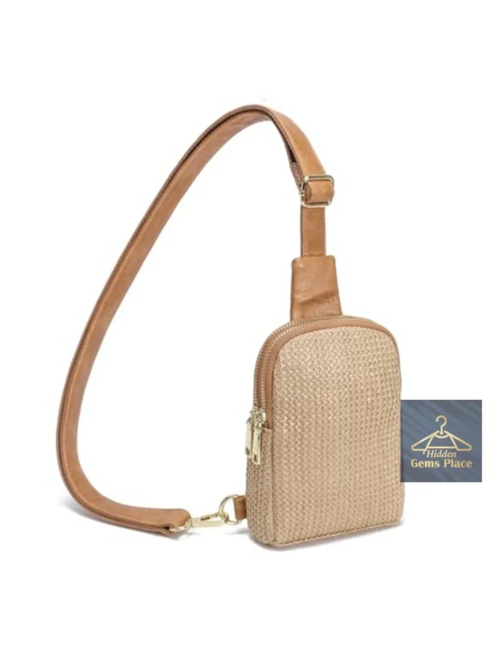 Faux Straw Crossbody Bag with Woven Texture, Small Lightweight Sling Purse for